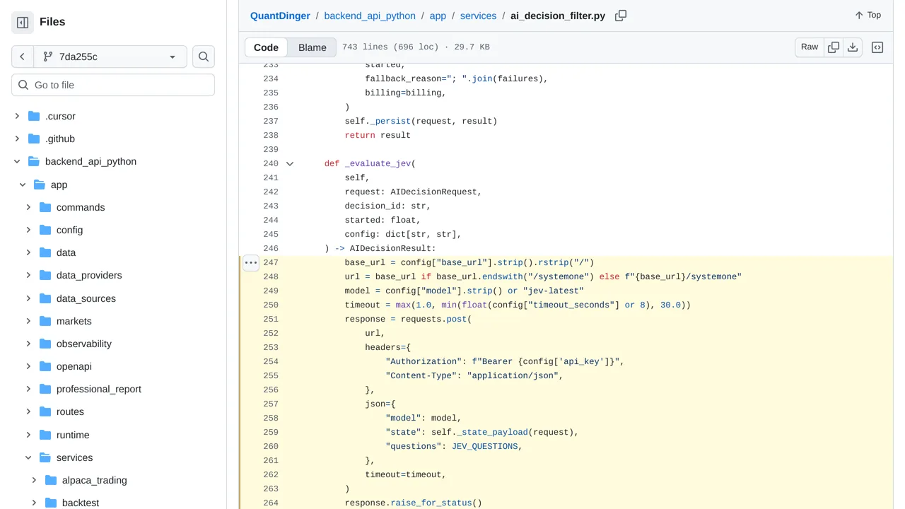 Source screenshot of QuantDinger