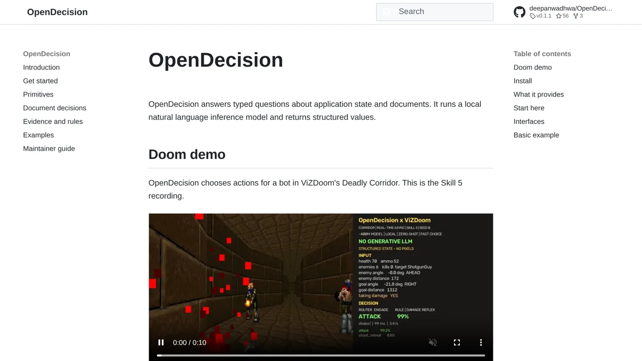 Source screenshot of OpenDecision