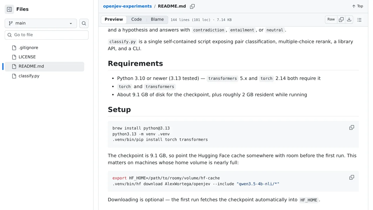 Source screenshot of openjev-experiments