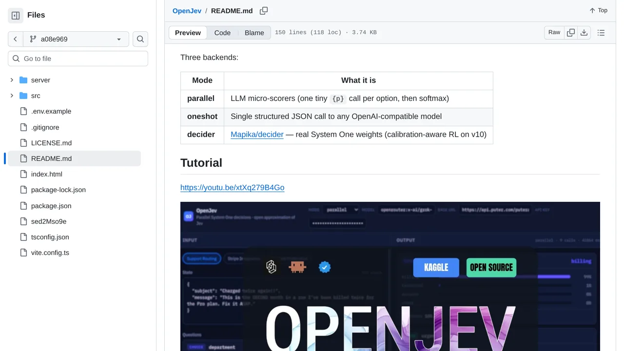 Source screenshot of OpenJev