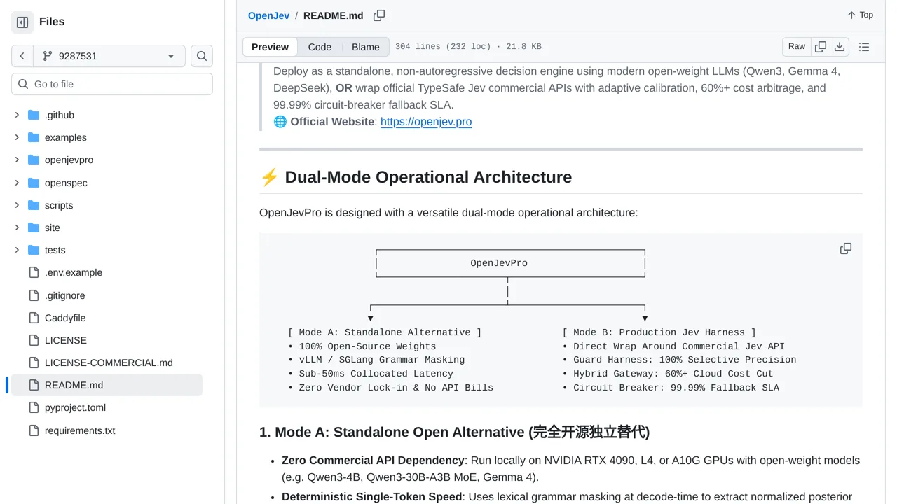 Source screenshot of OpenJevPro
