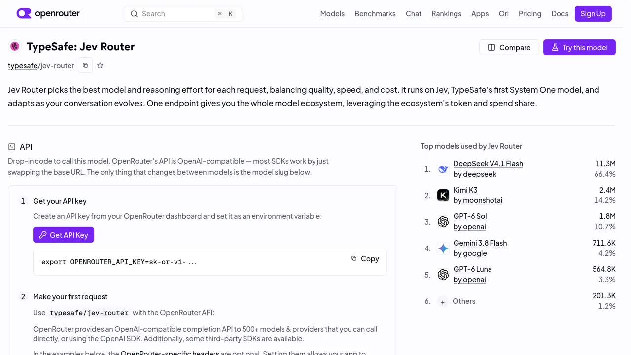 Source screenshot of Jev Router (OpenRouter)