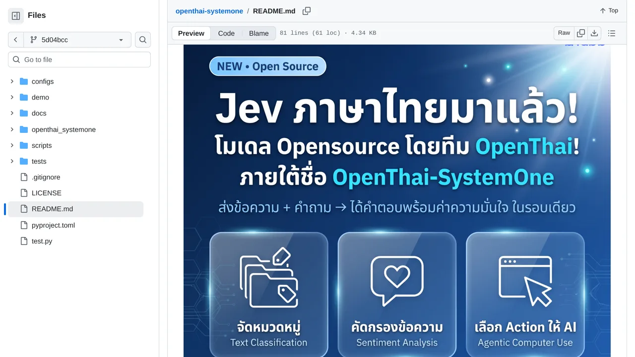 Source screenshot of OpenThai-SystemOne