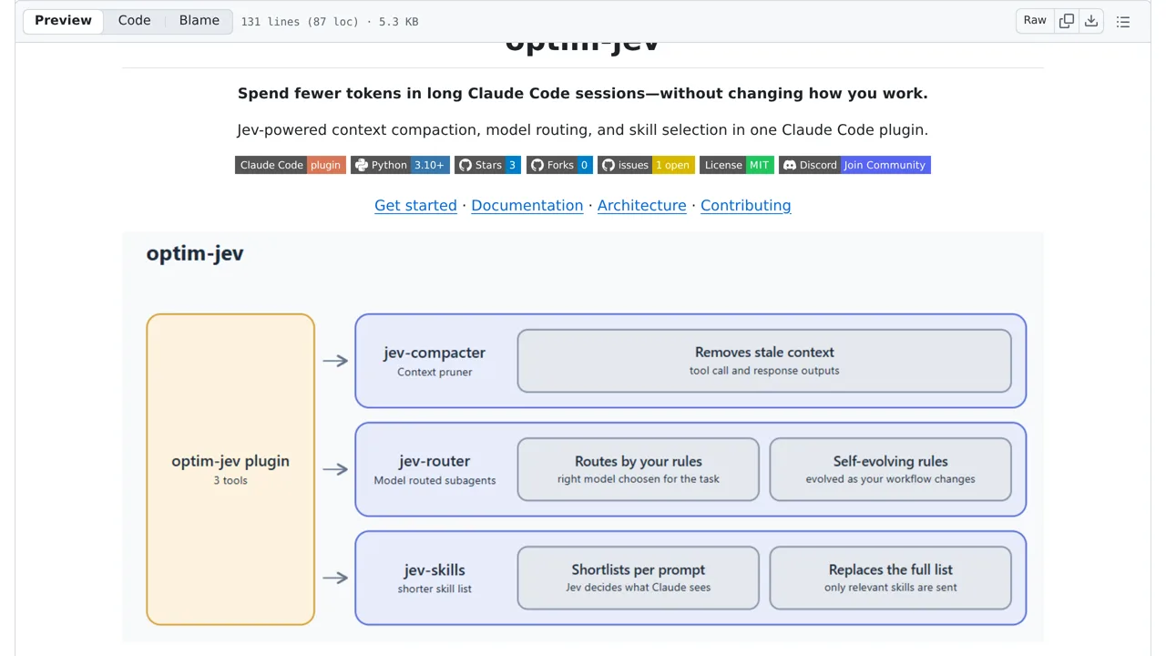 Source screenshot of optim-jev