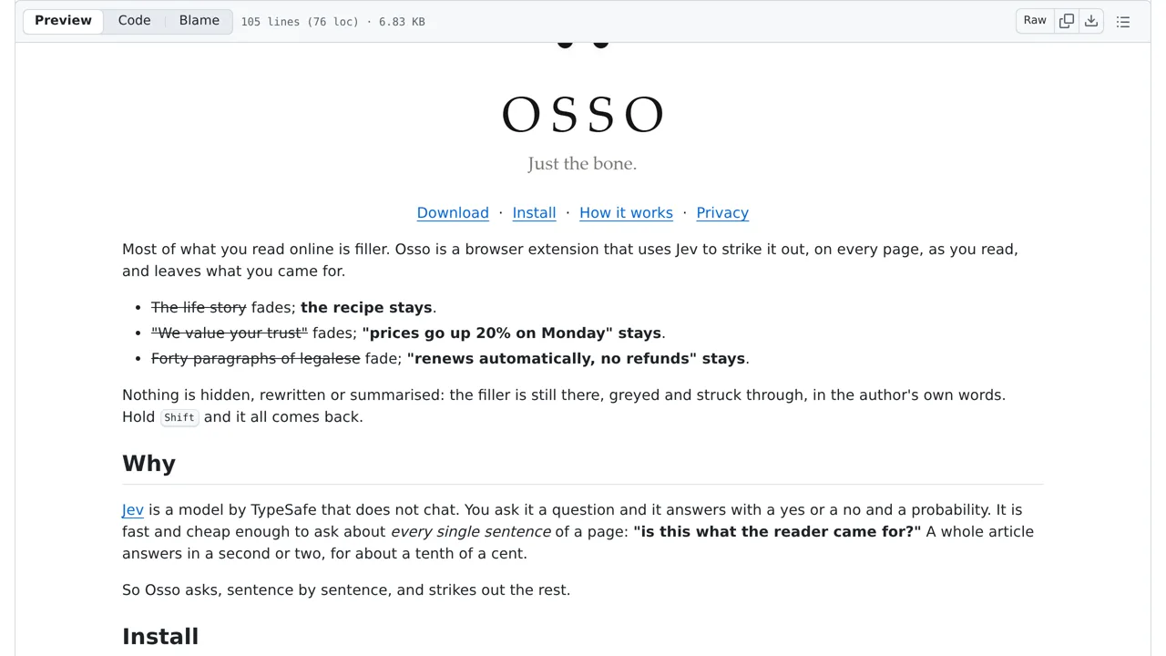 Source screenshot of Osso