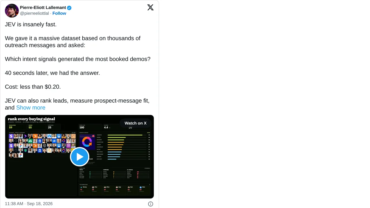 Source screenshot of Outreach signal analysis