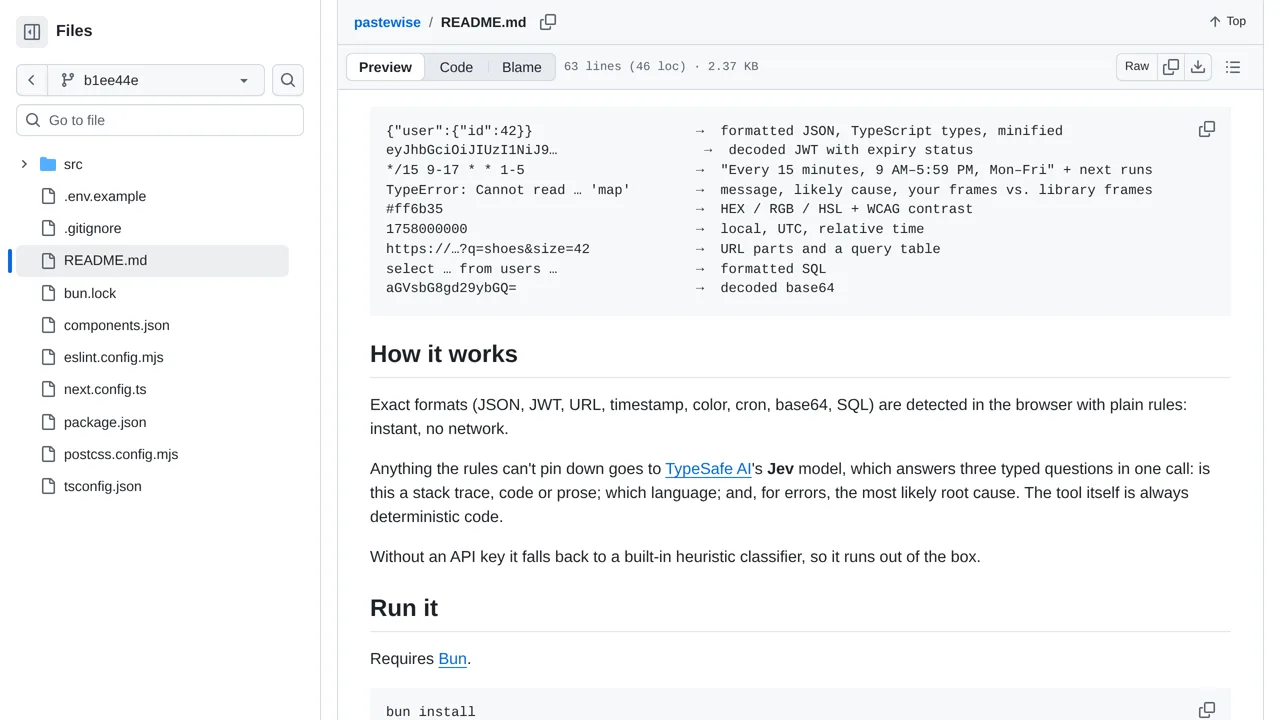 Source screenshot of Pastewise