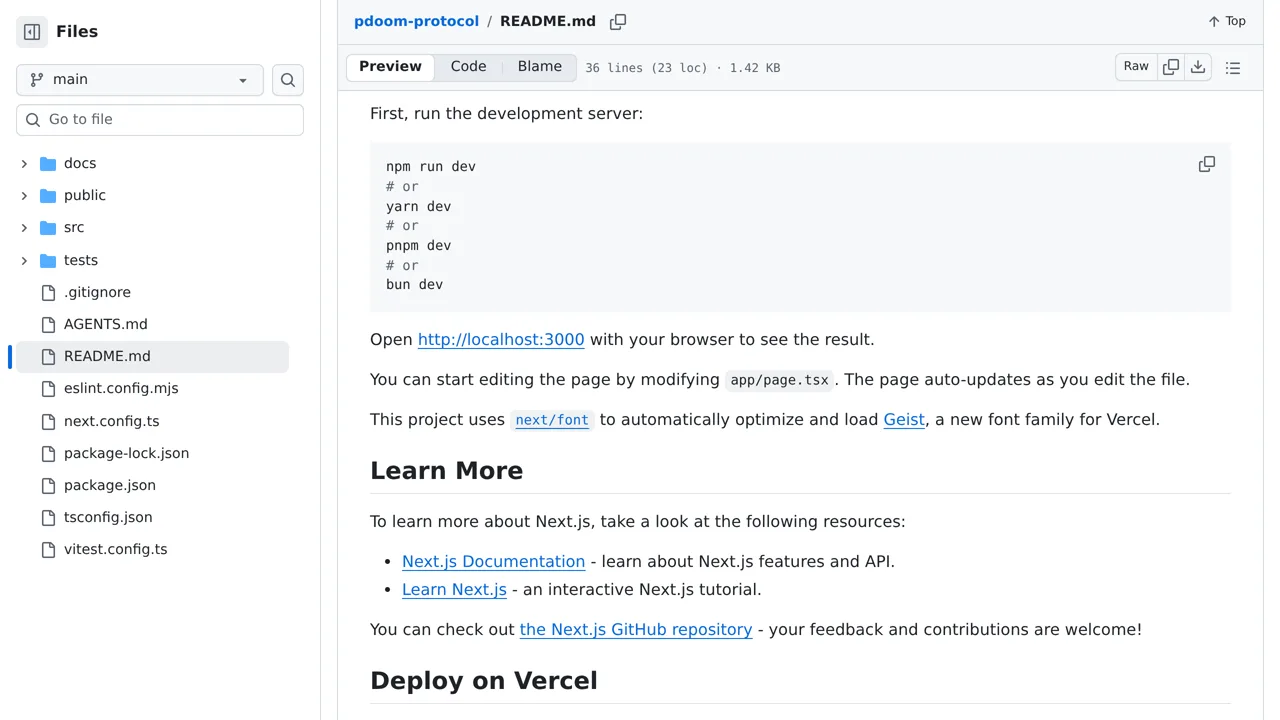 Source screenshot of pdoom-protocol