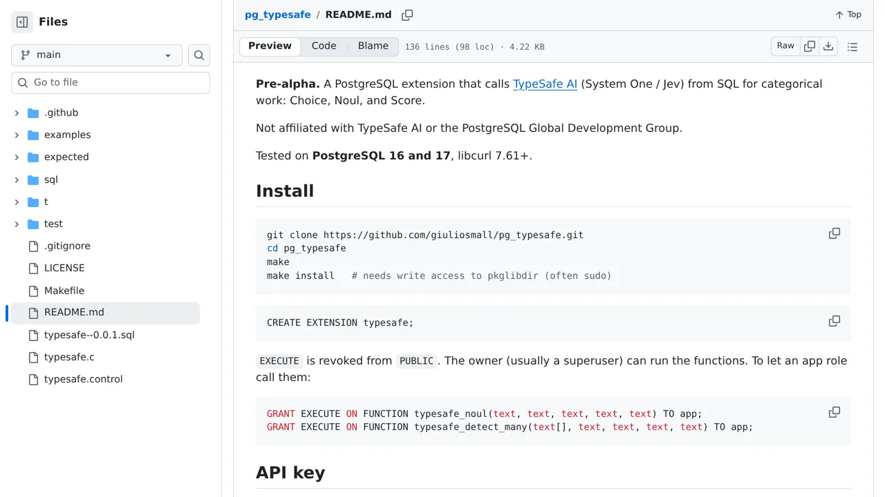 Source screenshot of pg_typesafe