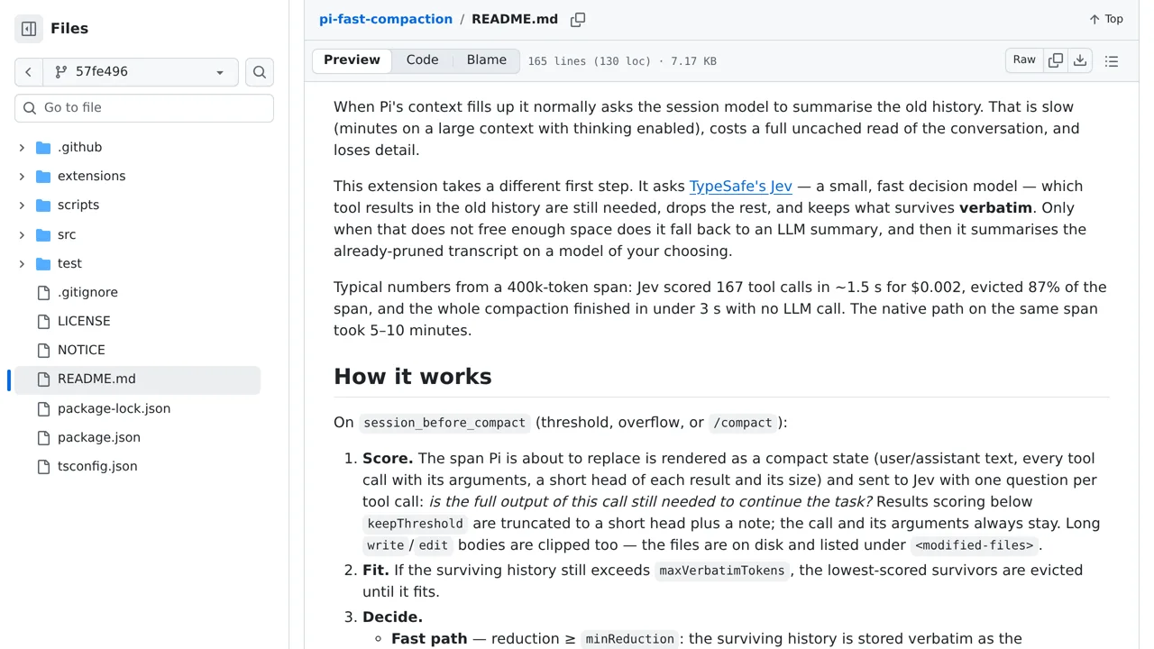 Source screenshot of pi-fast-compaction