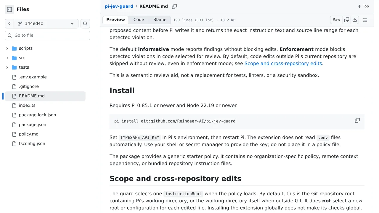 Source screenshot of Pi Jev Guard