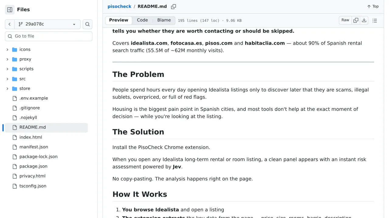 Source screenshot of PisoCheck
