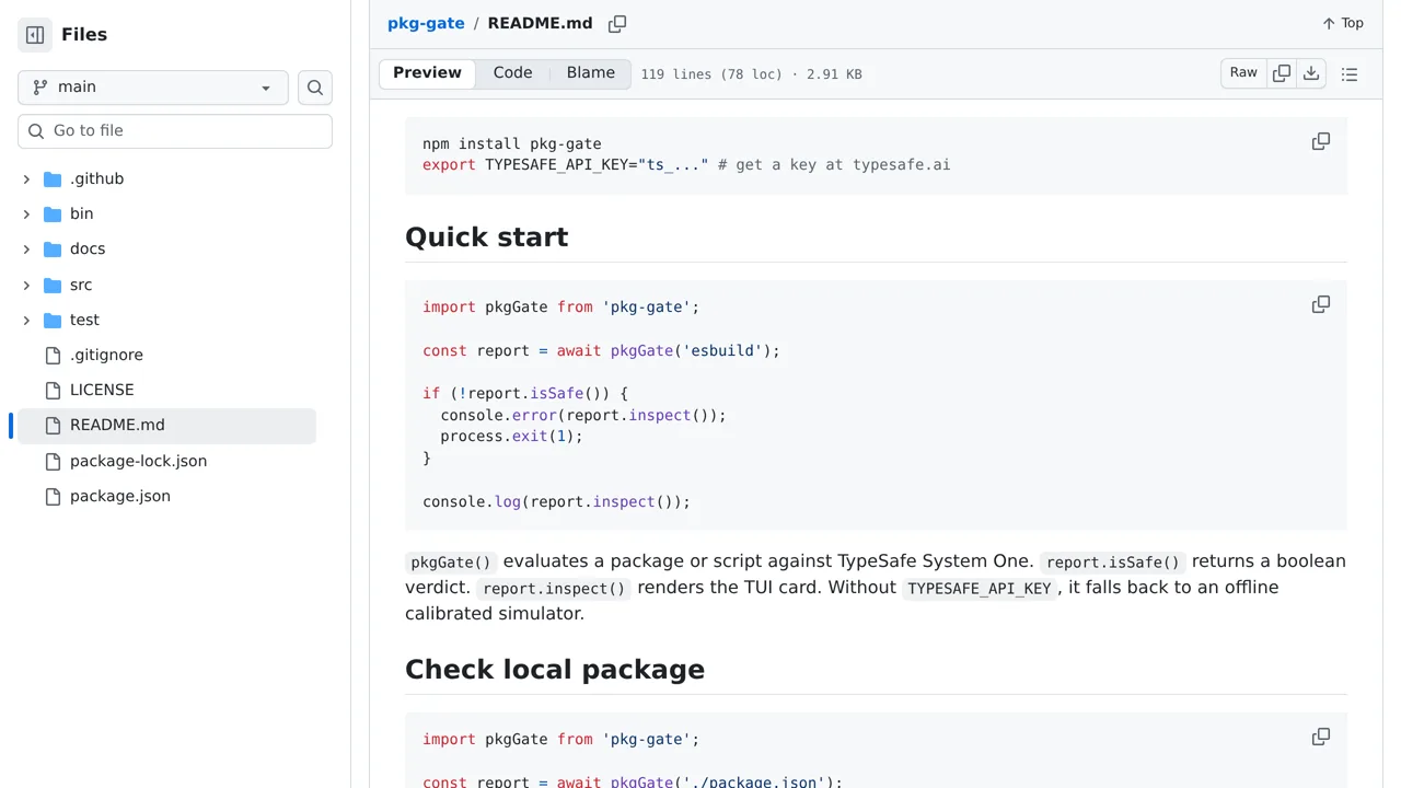 Source screenshot of pkg-gate
