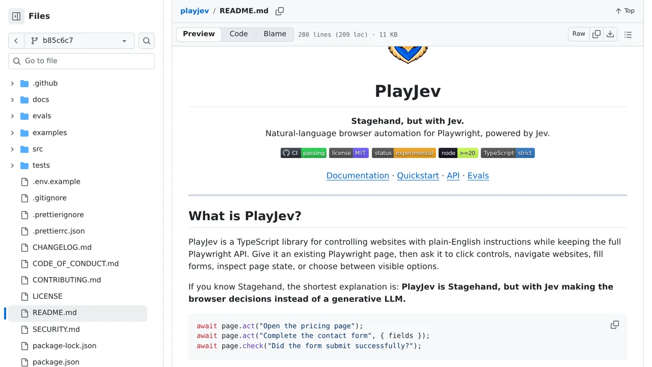 Source screenshot of PlayJev