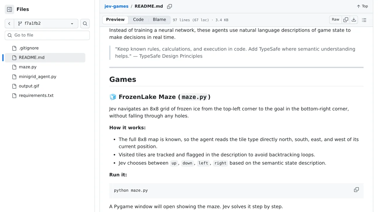 Source screenshot of Jev Games — premithk
