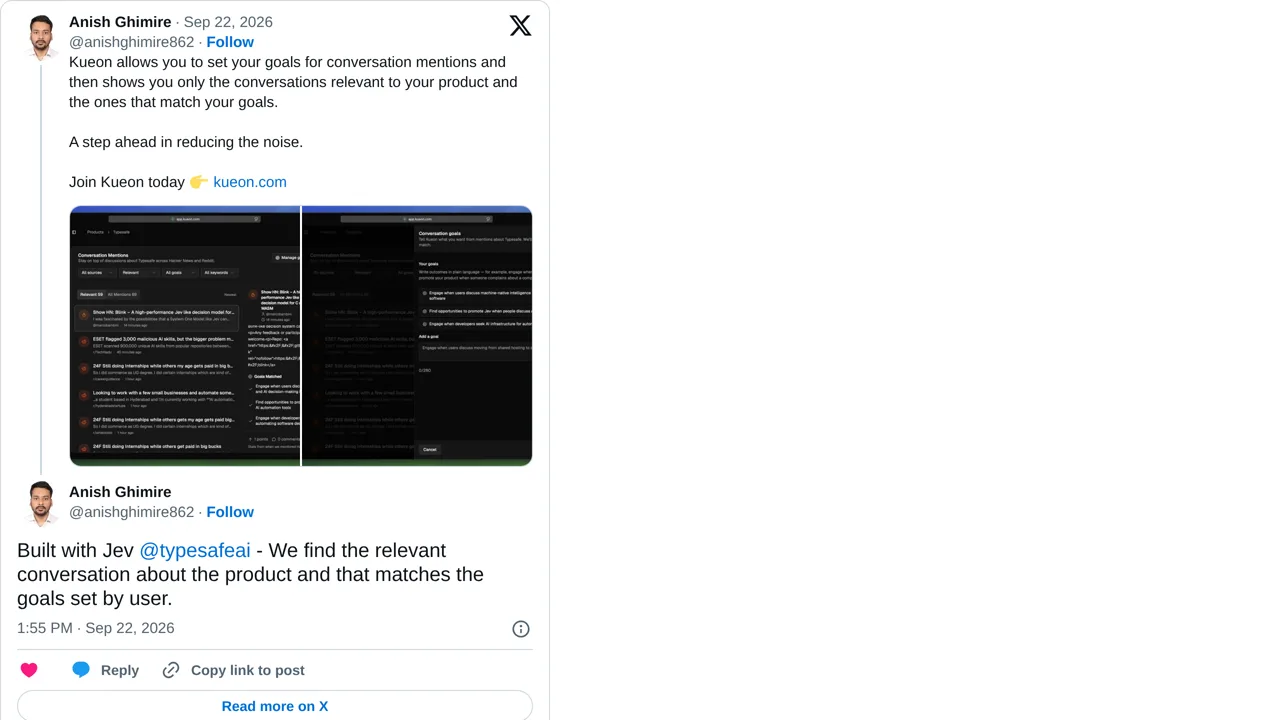 Source screenshot of Product Conversation Finder