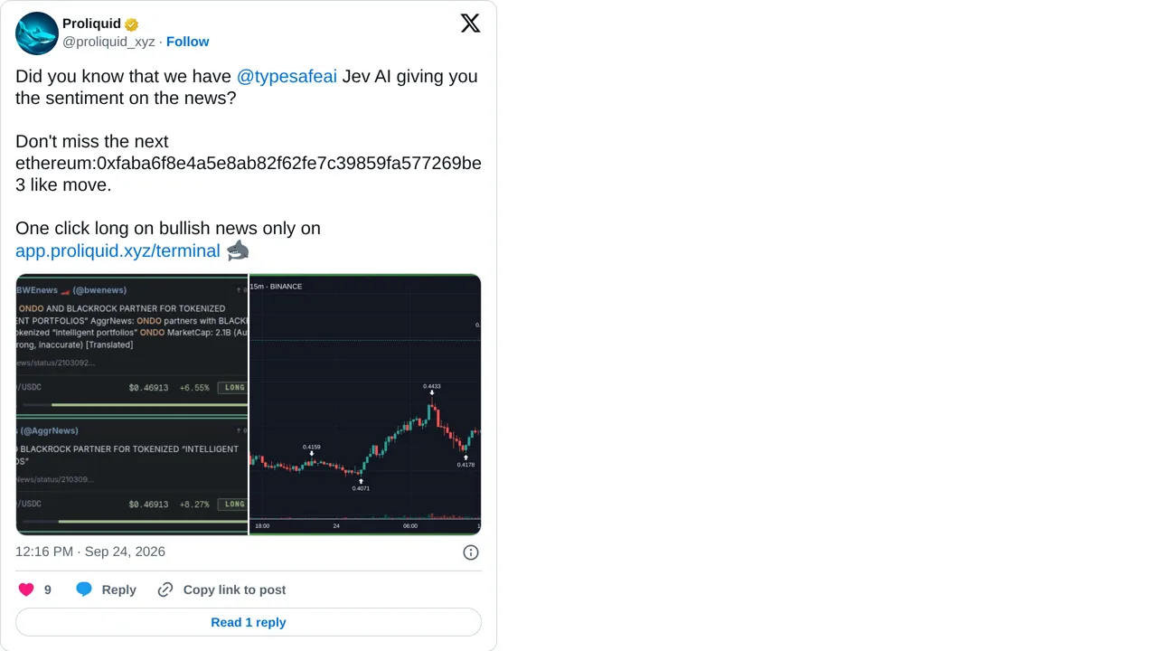 Source screenshot of Proliquid news sentiment