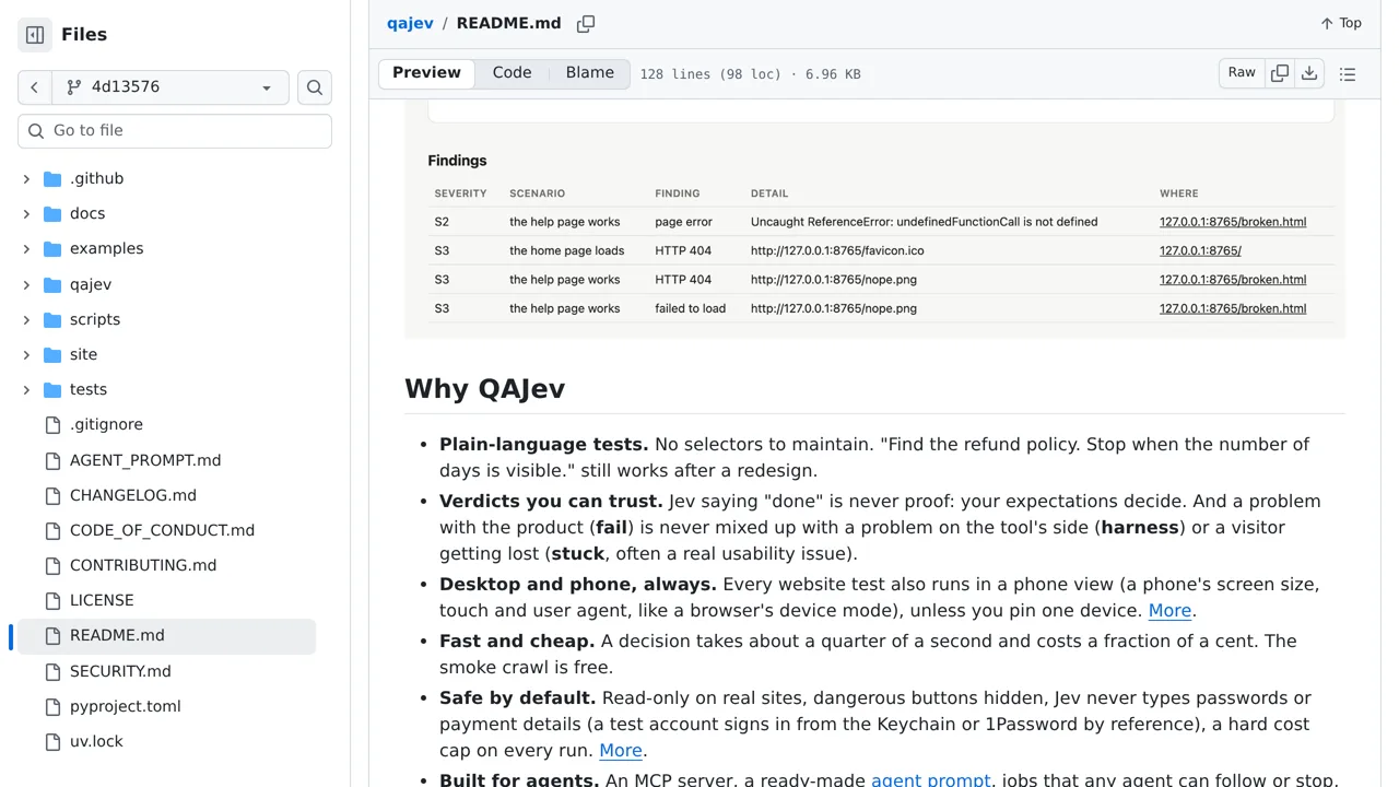 Source screenshot of QAJev