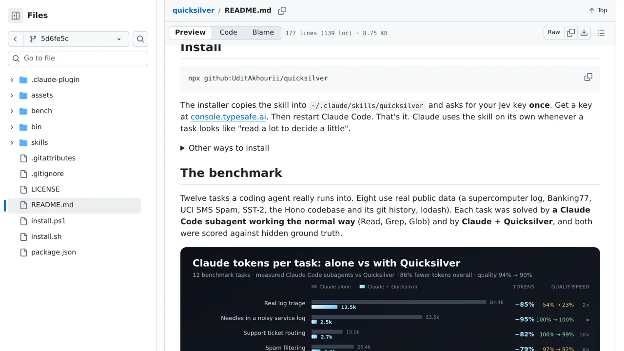 Source screenshot of Quicksilver