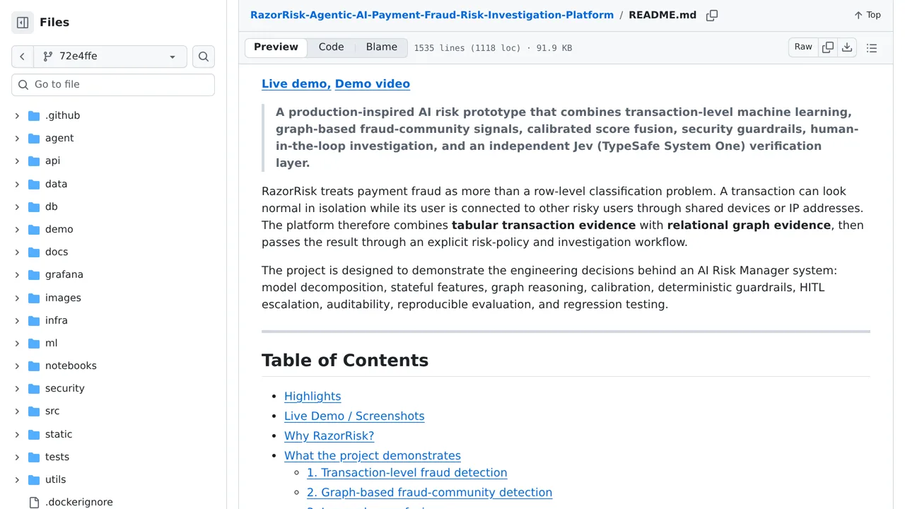 Source screenshot of RazorRisk