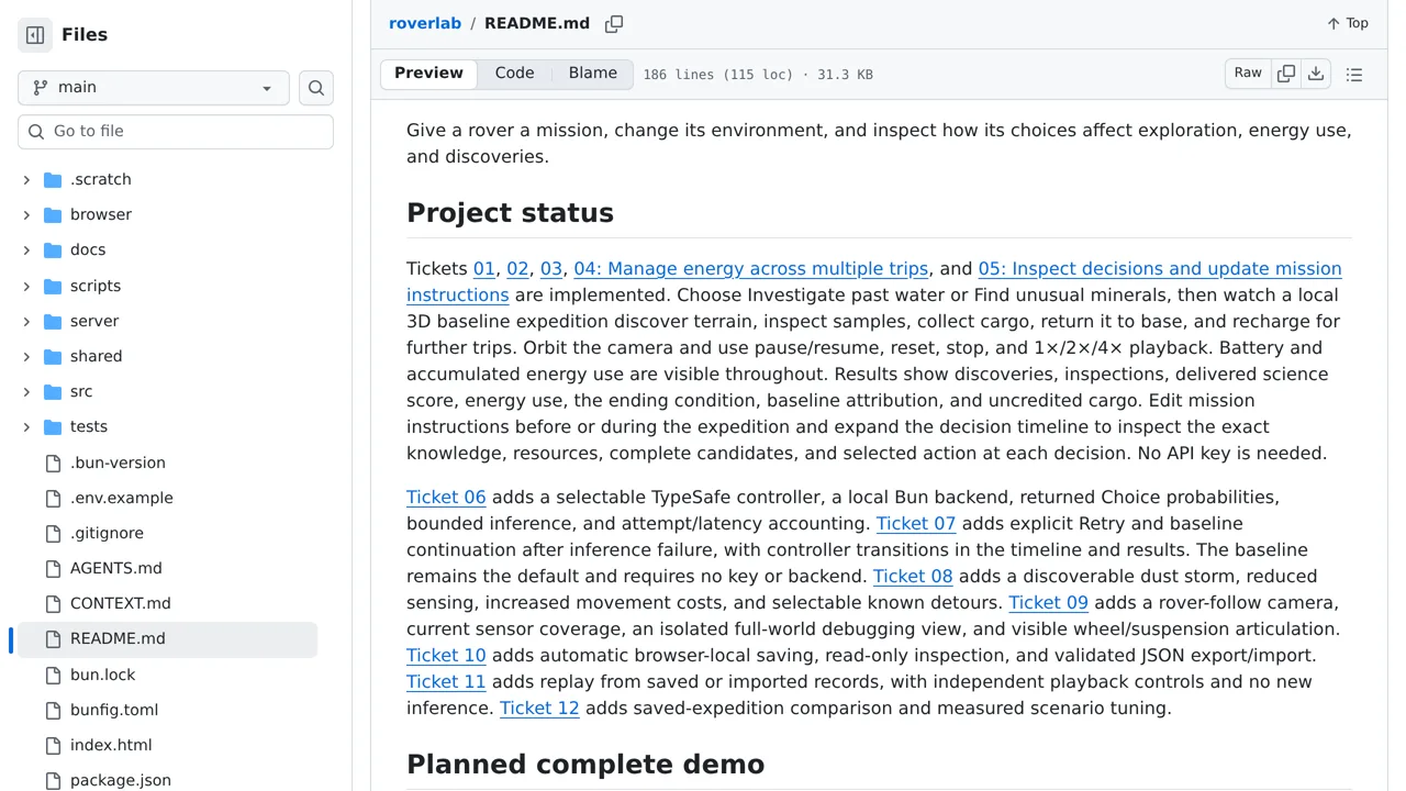 Source screenshot of roverlab
