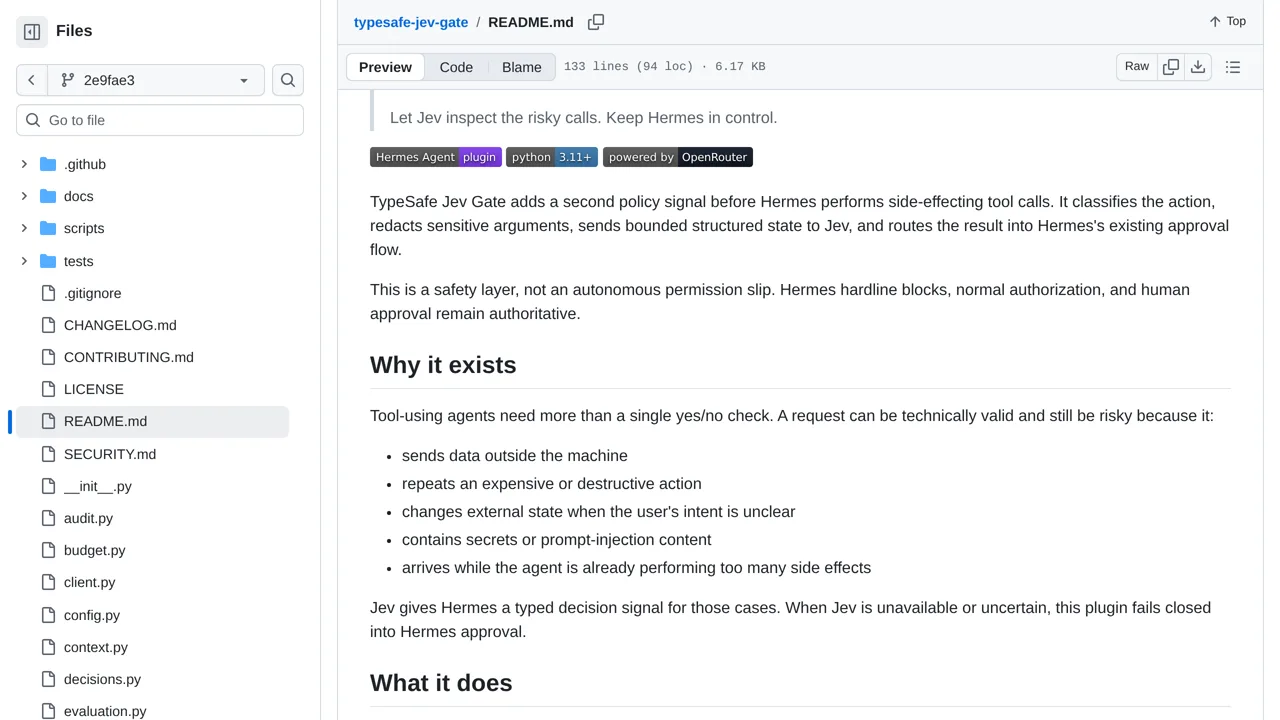 Source screenshot of TypeSafe Jev Gate
