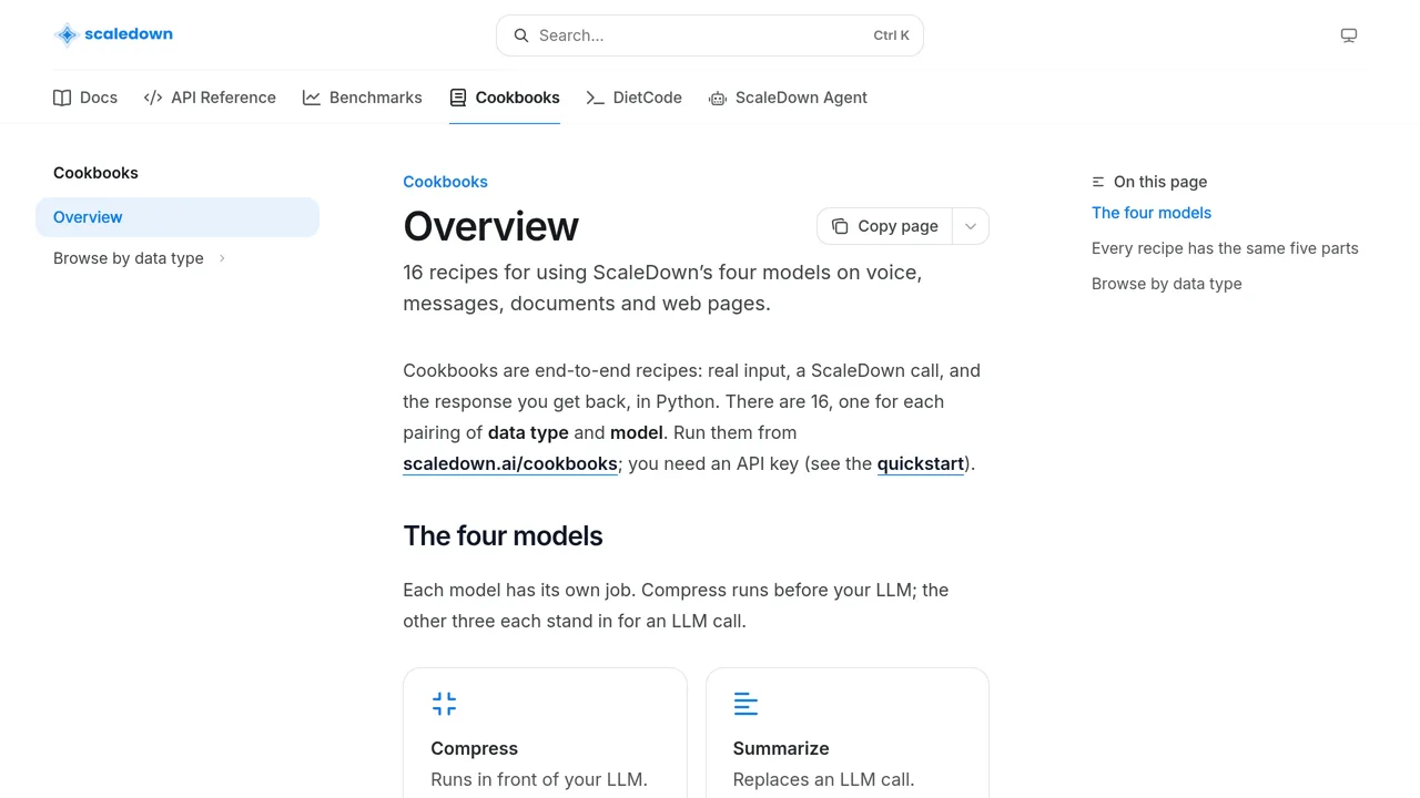 Source screenshot of ScaleDown constrained decoding models