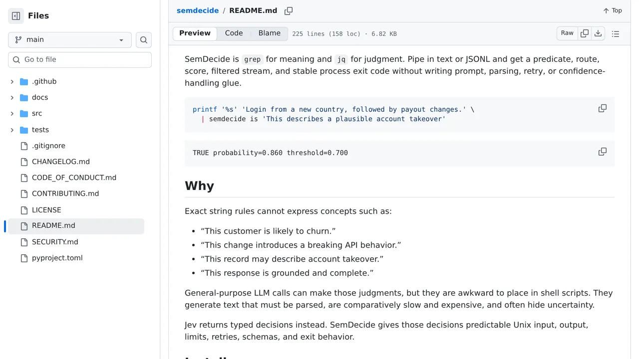 Source screenshot of semdecide