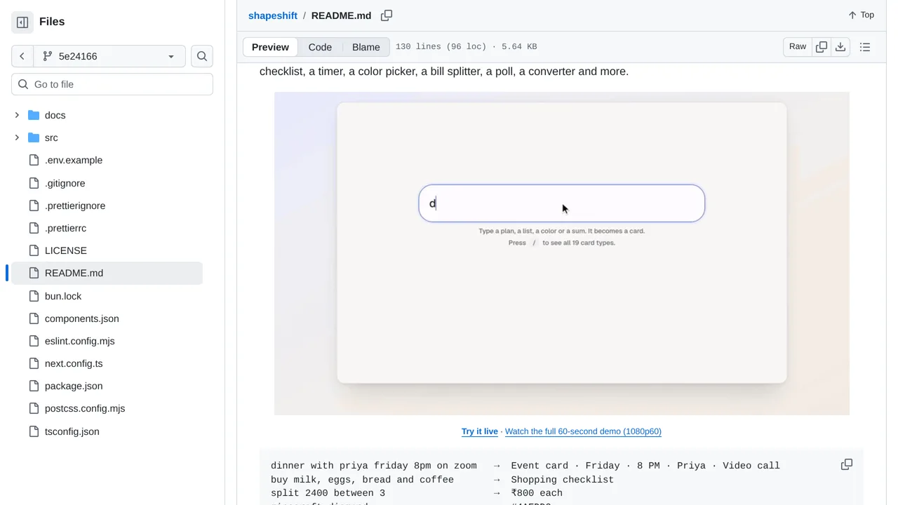 Source screenshot of Shapeshift