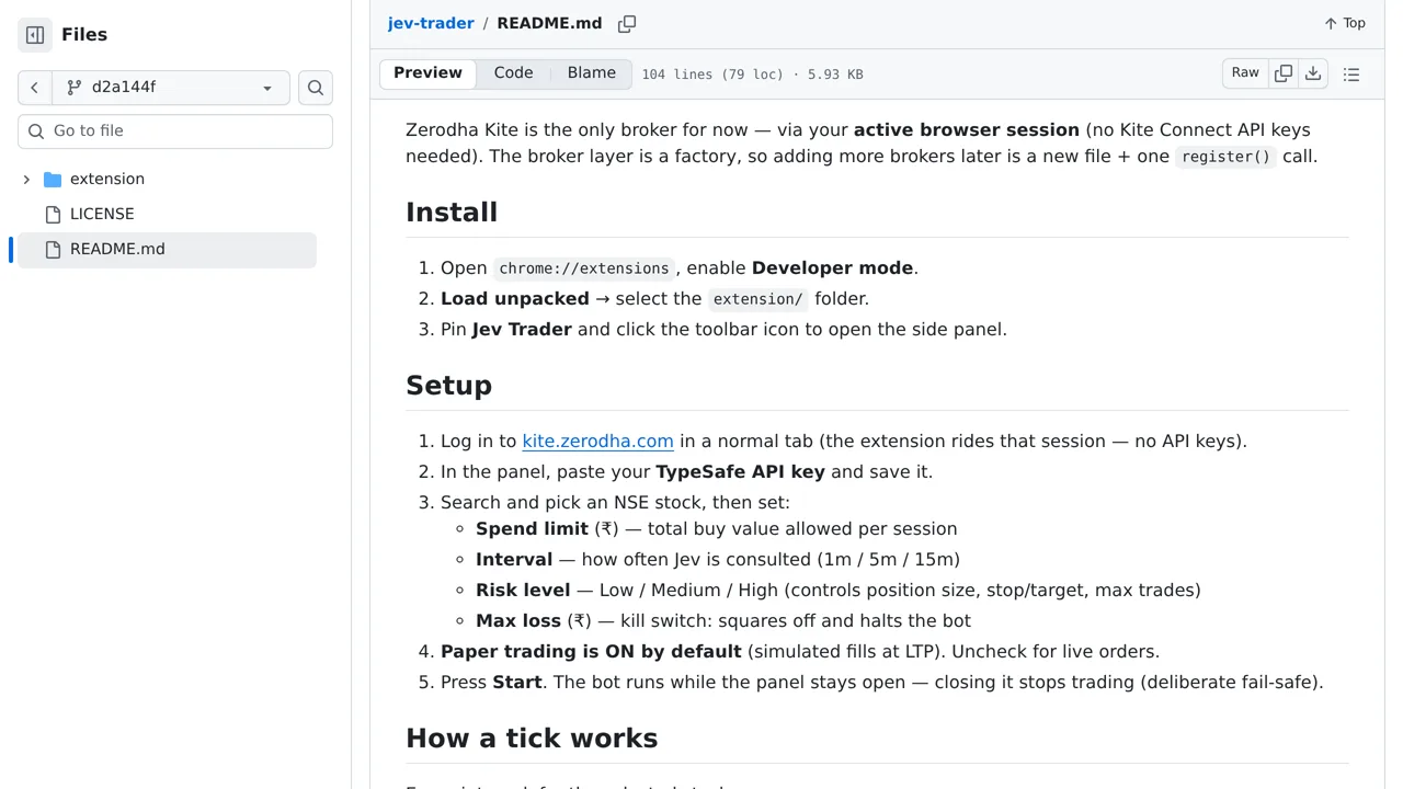 Source screenshot of Jev Trader