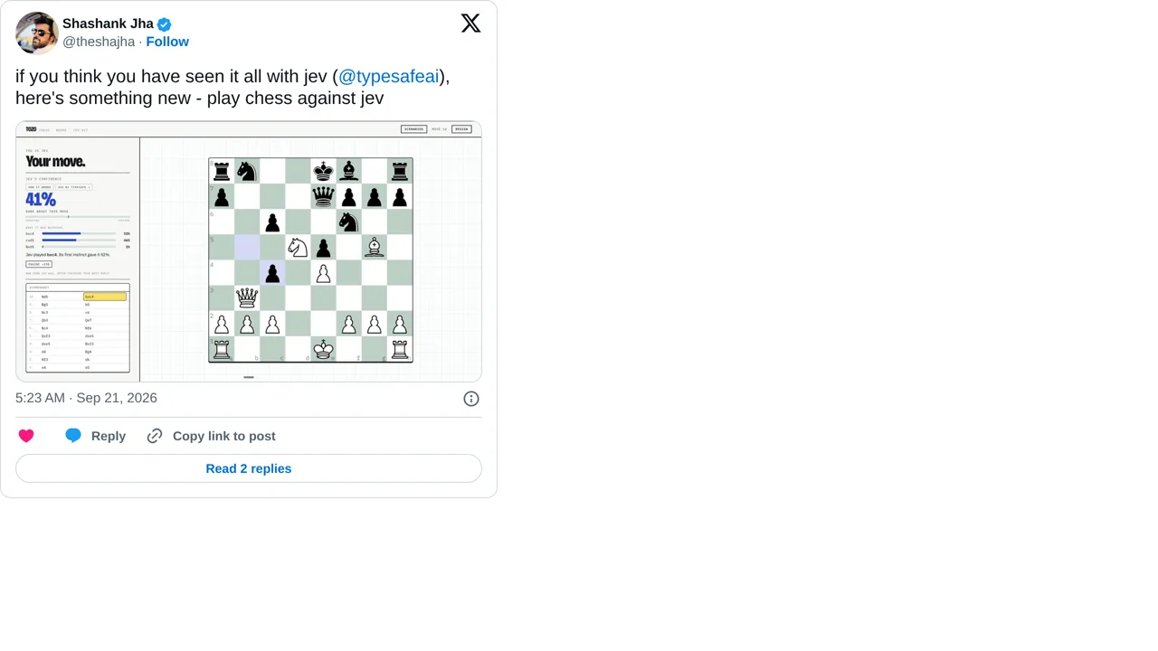 Source screenshot of Play chess against Jev
