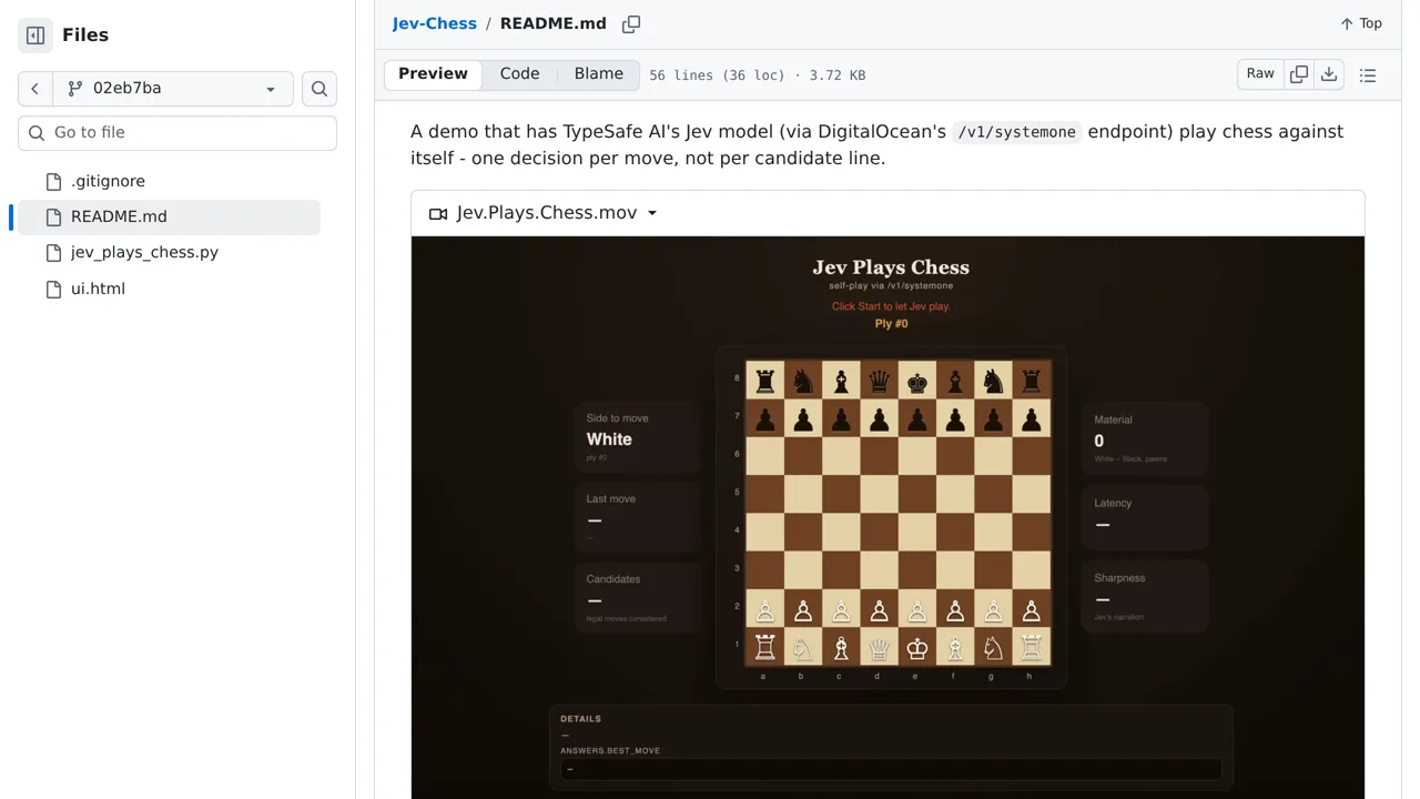 Source screenshot of Jev Plays Chess