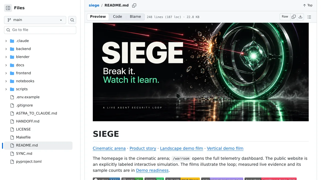 Source screenshot of siege