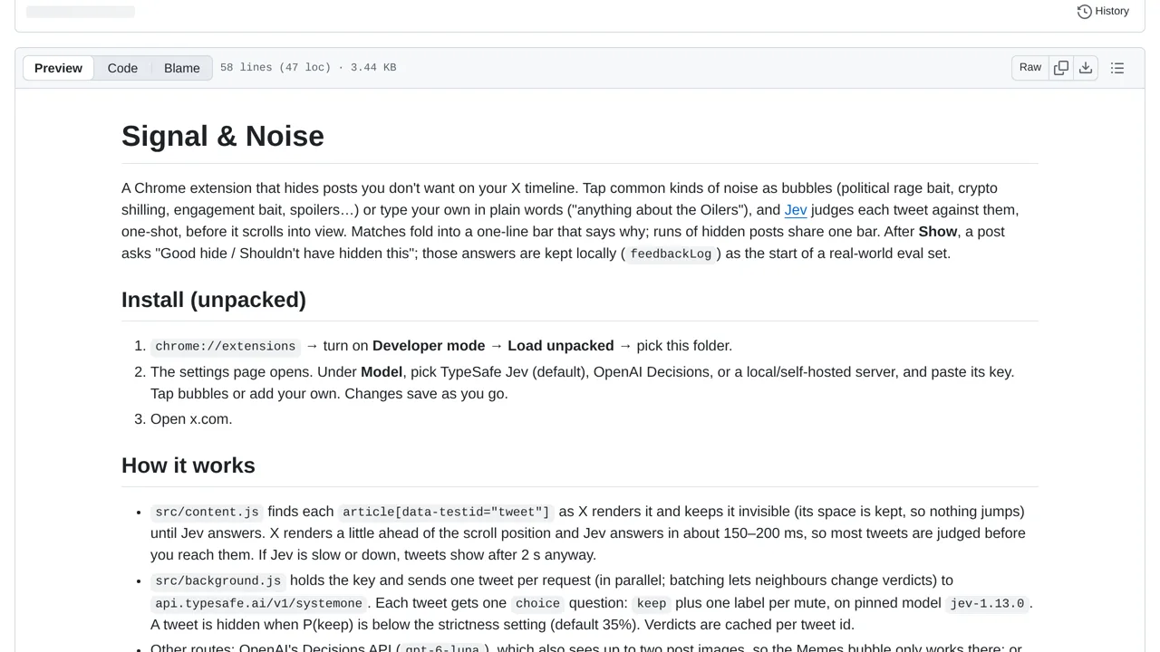 Source screenshot of Signal & Noise (Jev Mute Chrome extension)