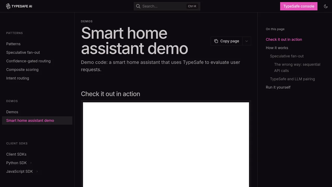 Source screenshot of Smart home demo