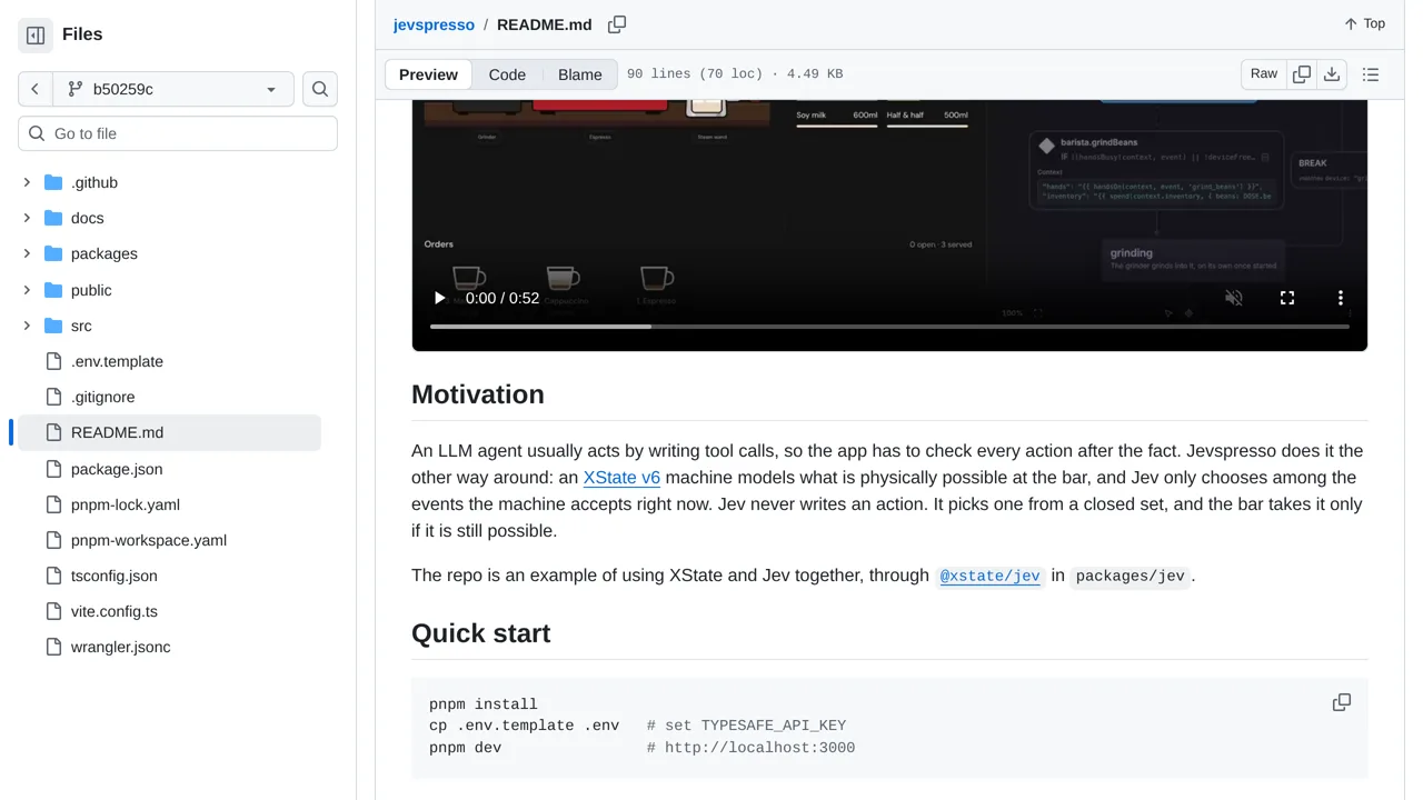 Source screenshot of Jevspresso