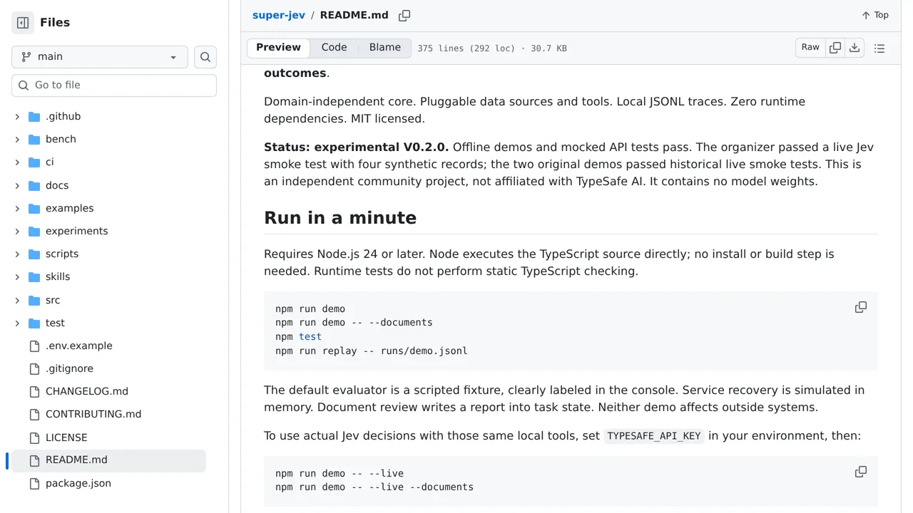 Source screenshot of super-jev