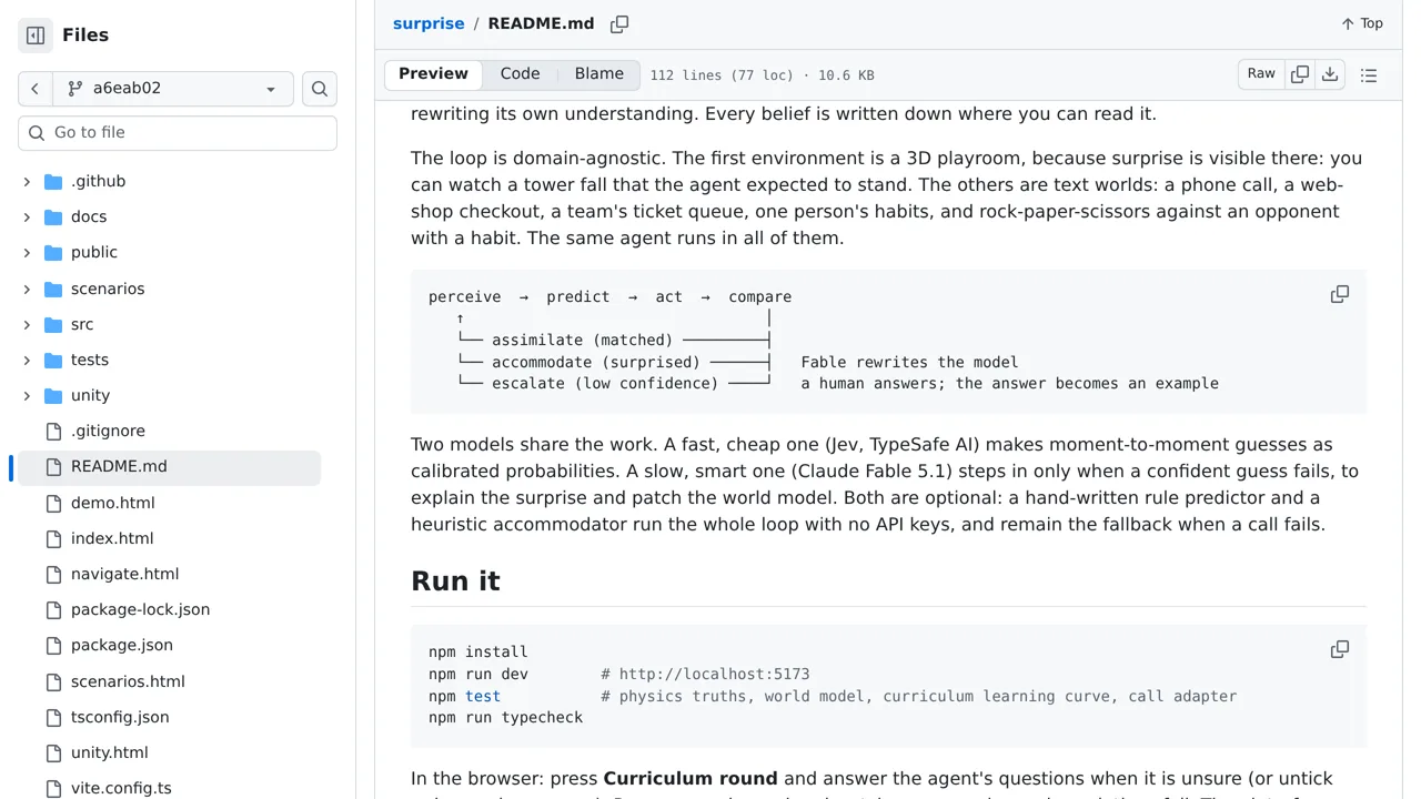 Source screenshot of surprise