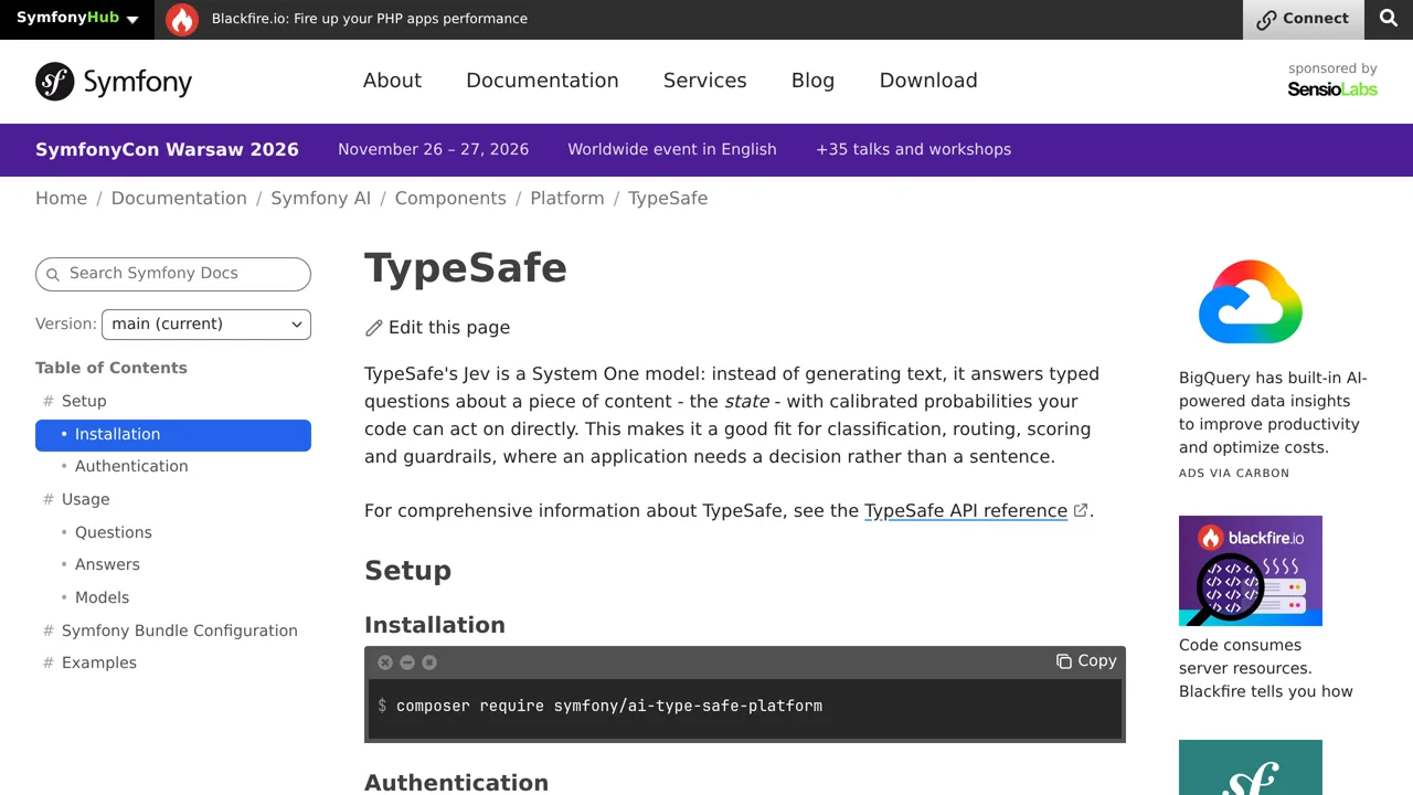 Source screenshot of Symfony AI · TypeSafe platform bridge