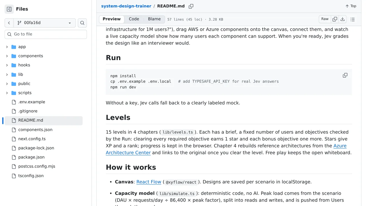 Source screenshot of System Design Trainer