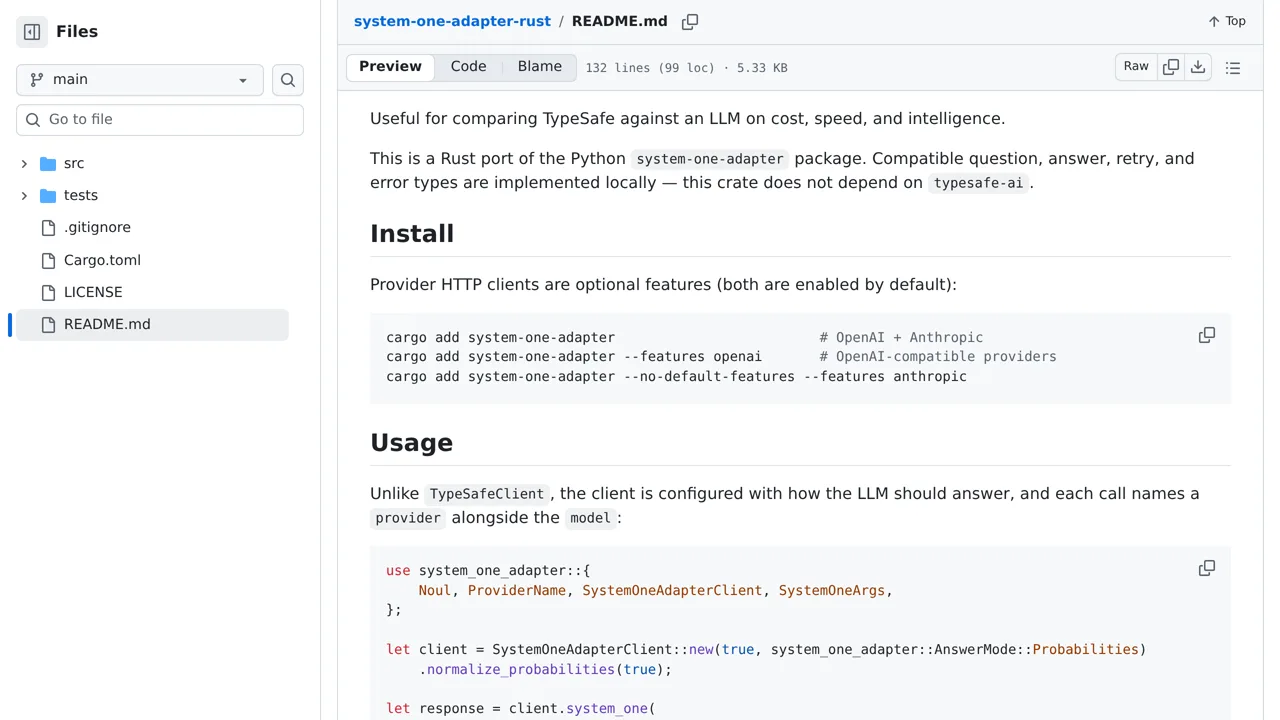 Source screenshot of system-one-adapter-rust
