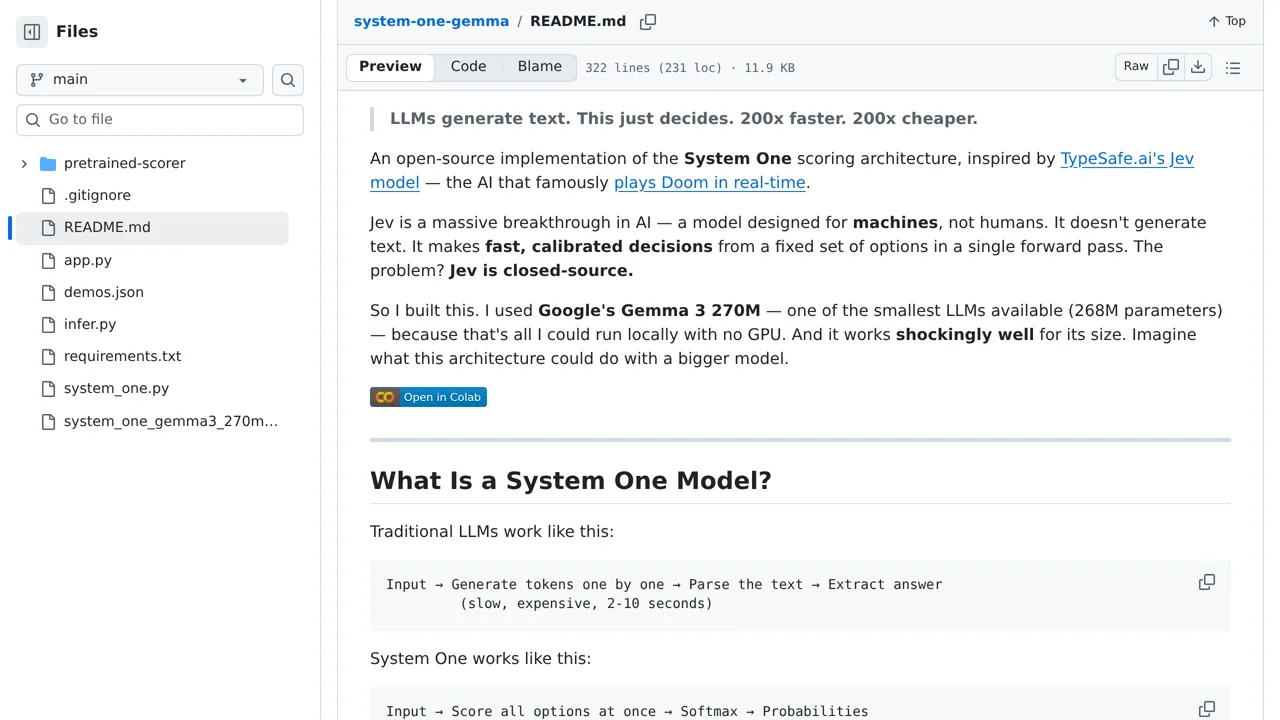 Source screenshot of system-one-gemma