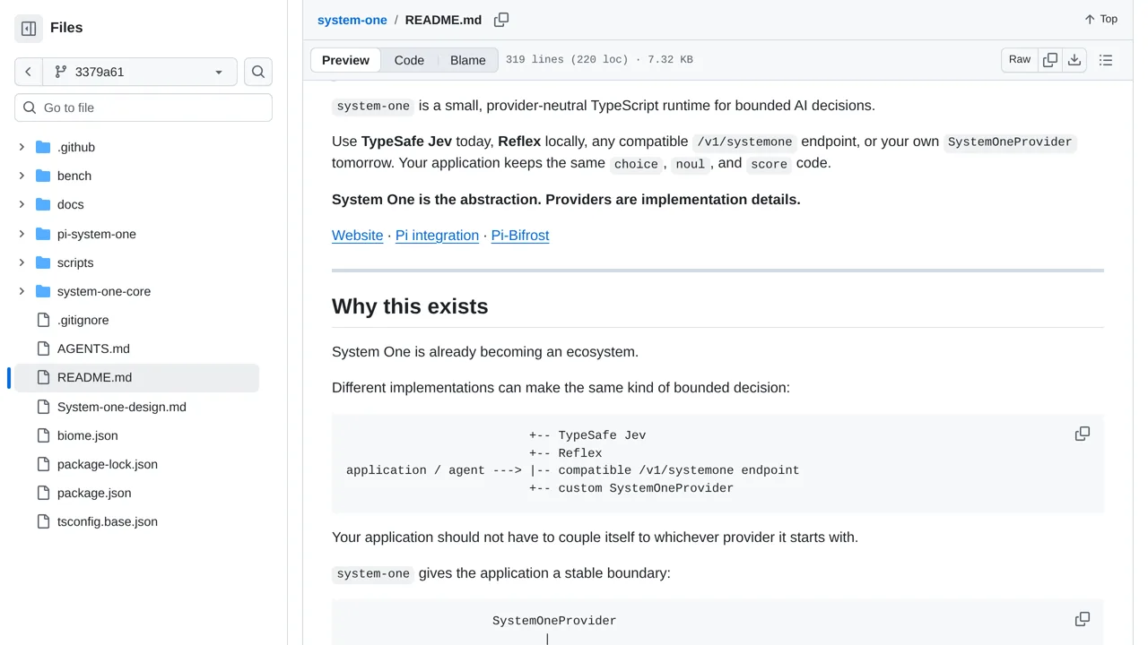 Source screenshot of system-one