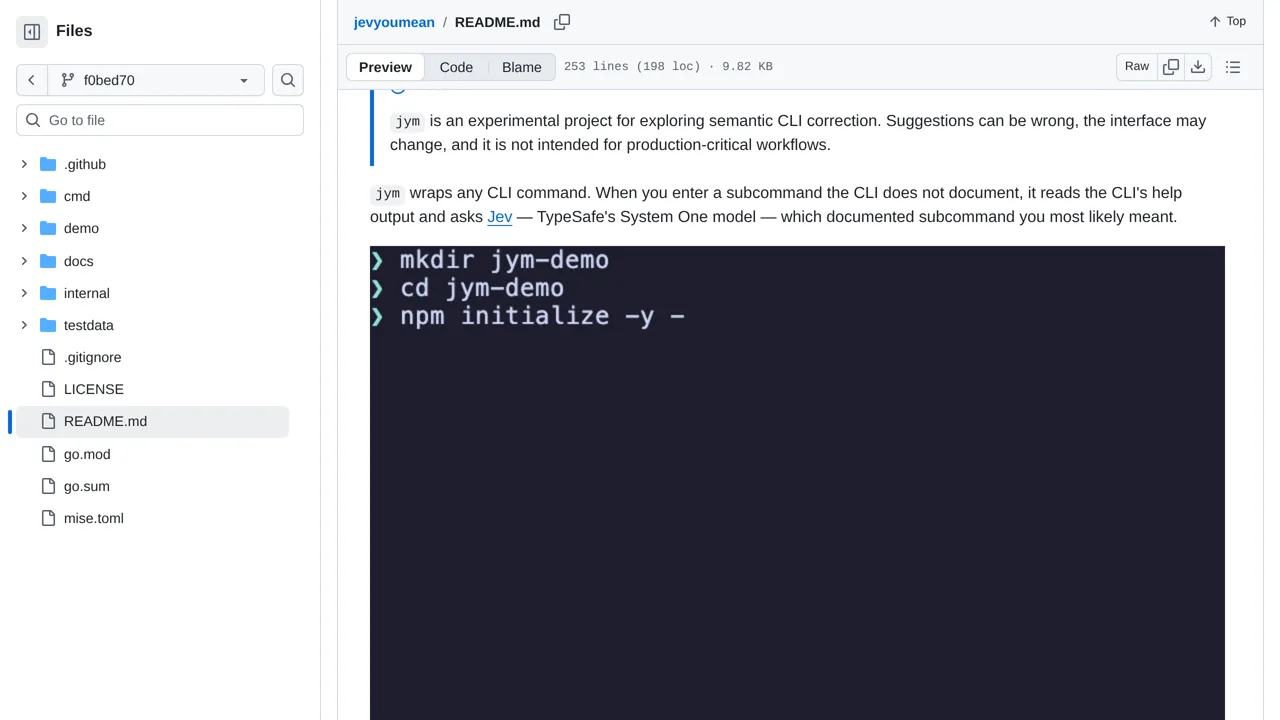 Source screenshot of jevyoumean