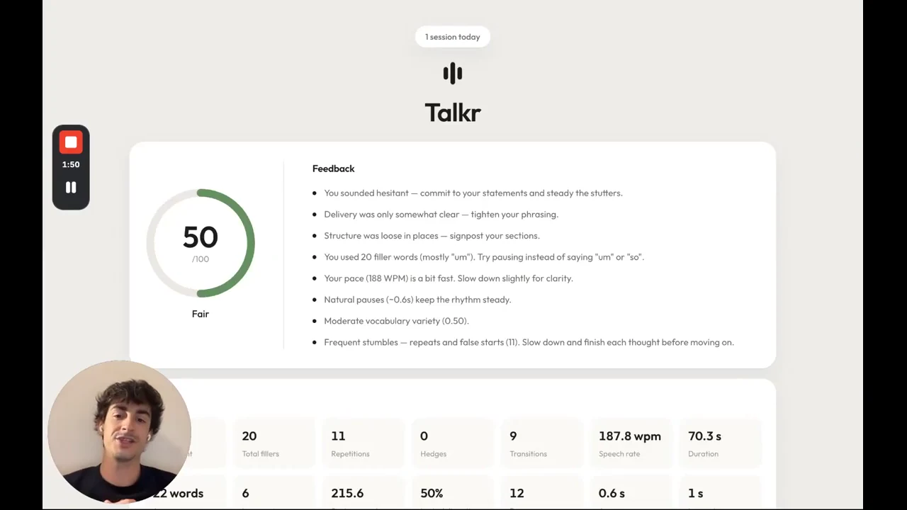 Recorded frame of talkr