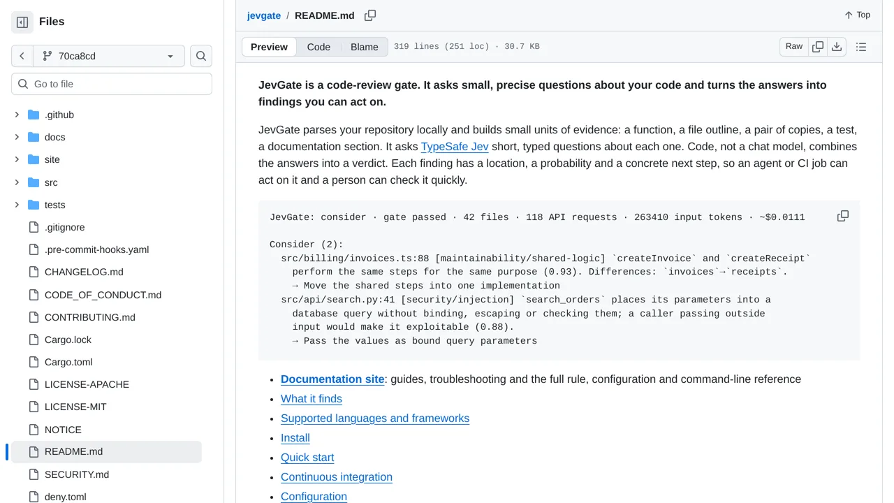Source screenshot of JevGate