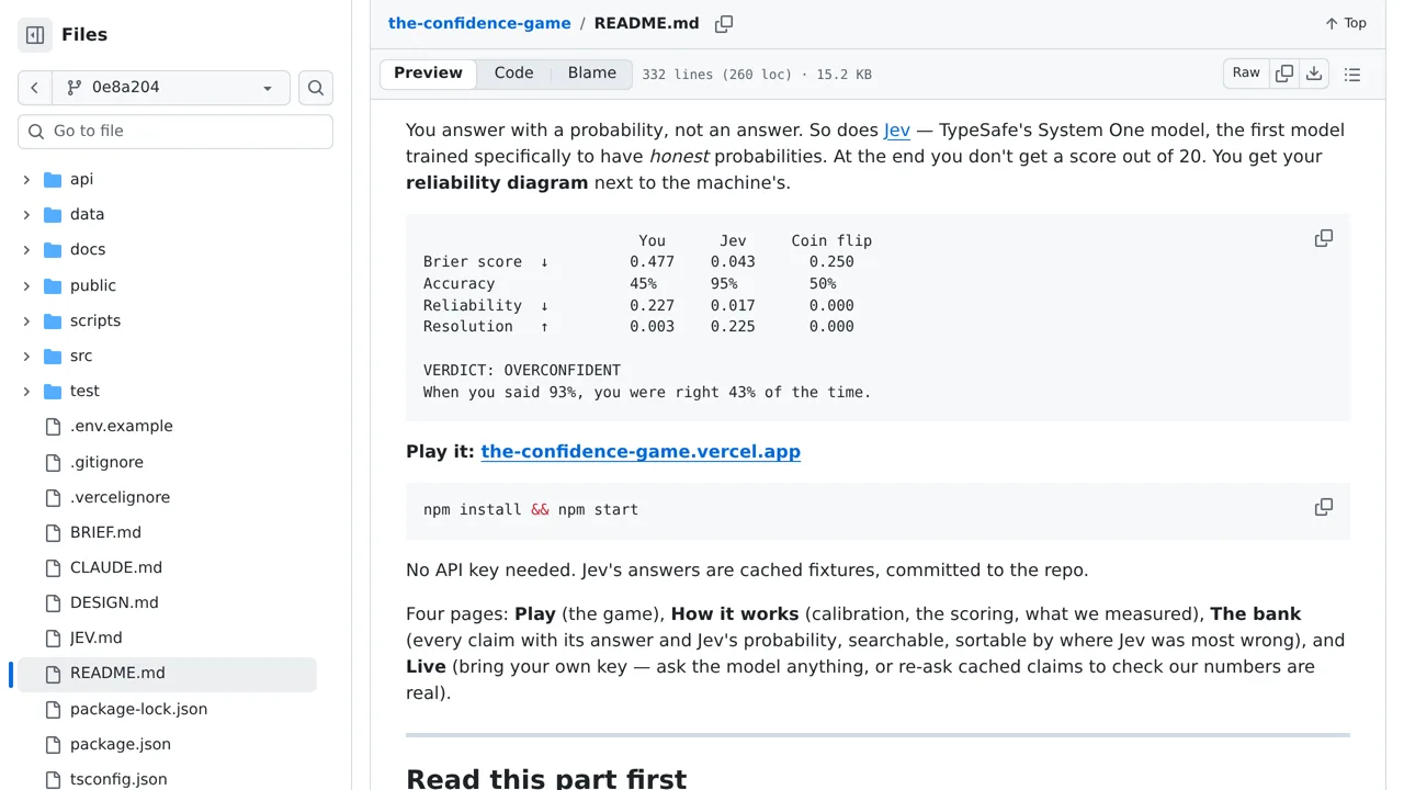 Source screenshot of The Confidence Game