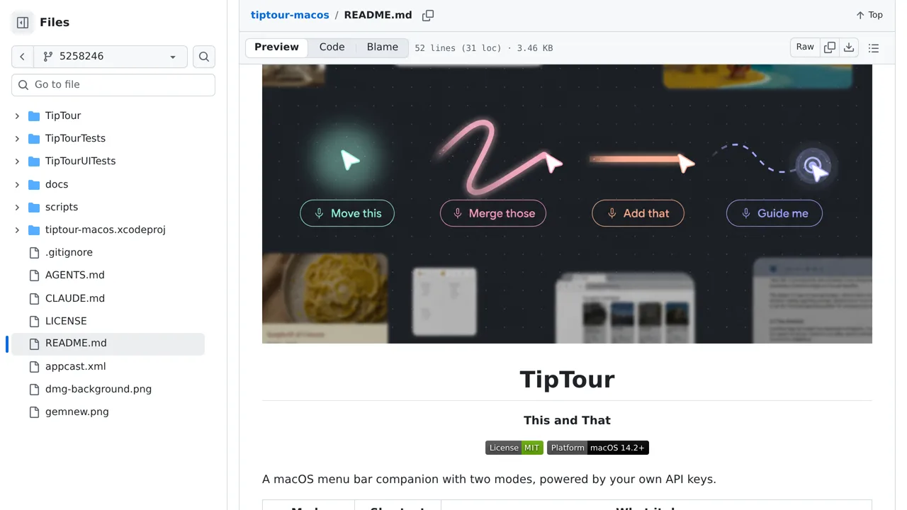 Source screenshot of TipTour