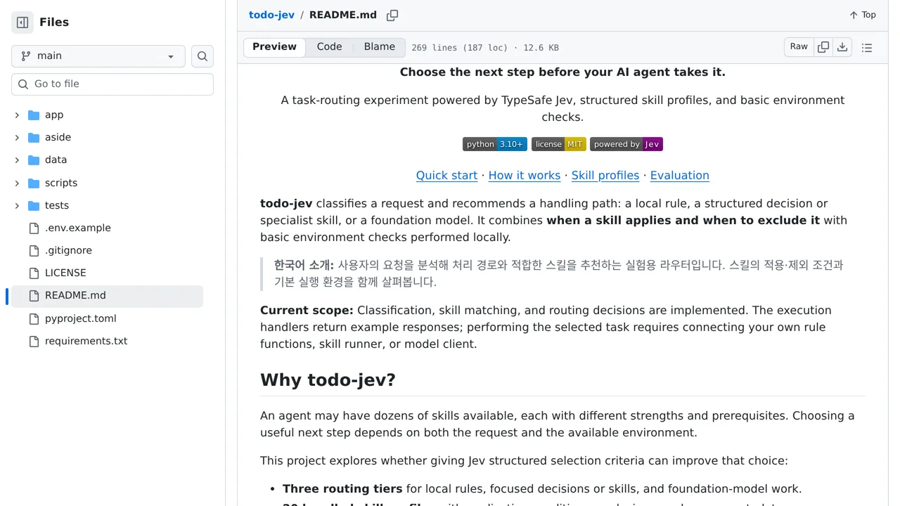 Source screenshot of todo-jev