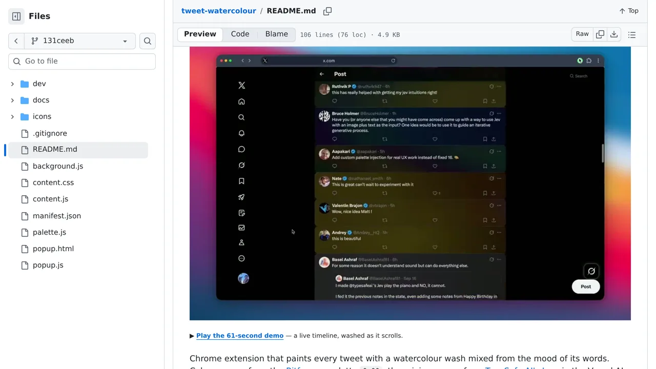 Source screenshot of Paint your timeline in realtime with jev